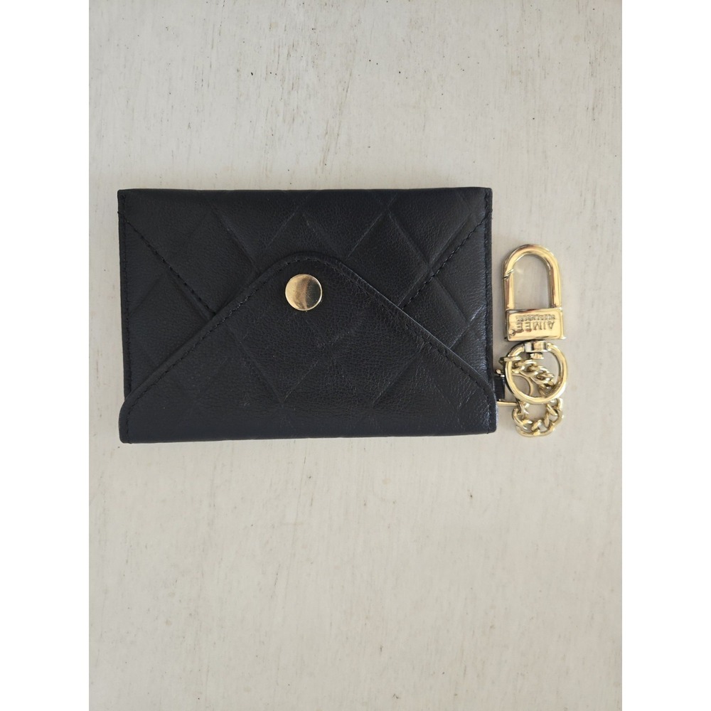 Aimee Kestenberg Leather Keychain ID Wallet Coin Purse Case Black VG Cond Gift